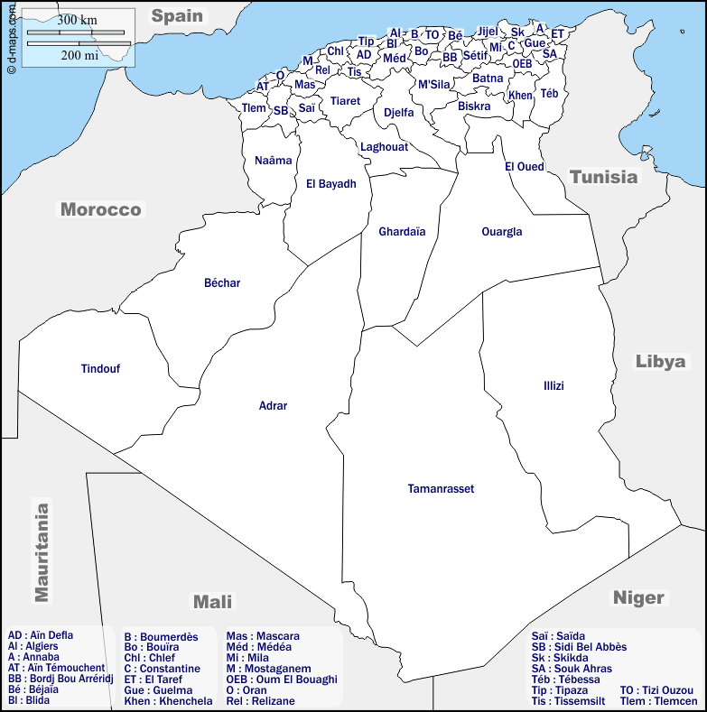 Maps and Locations of Algeria