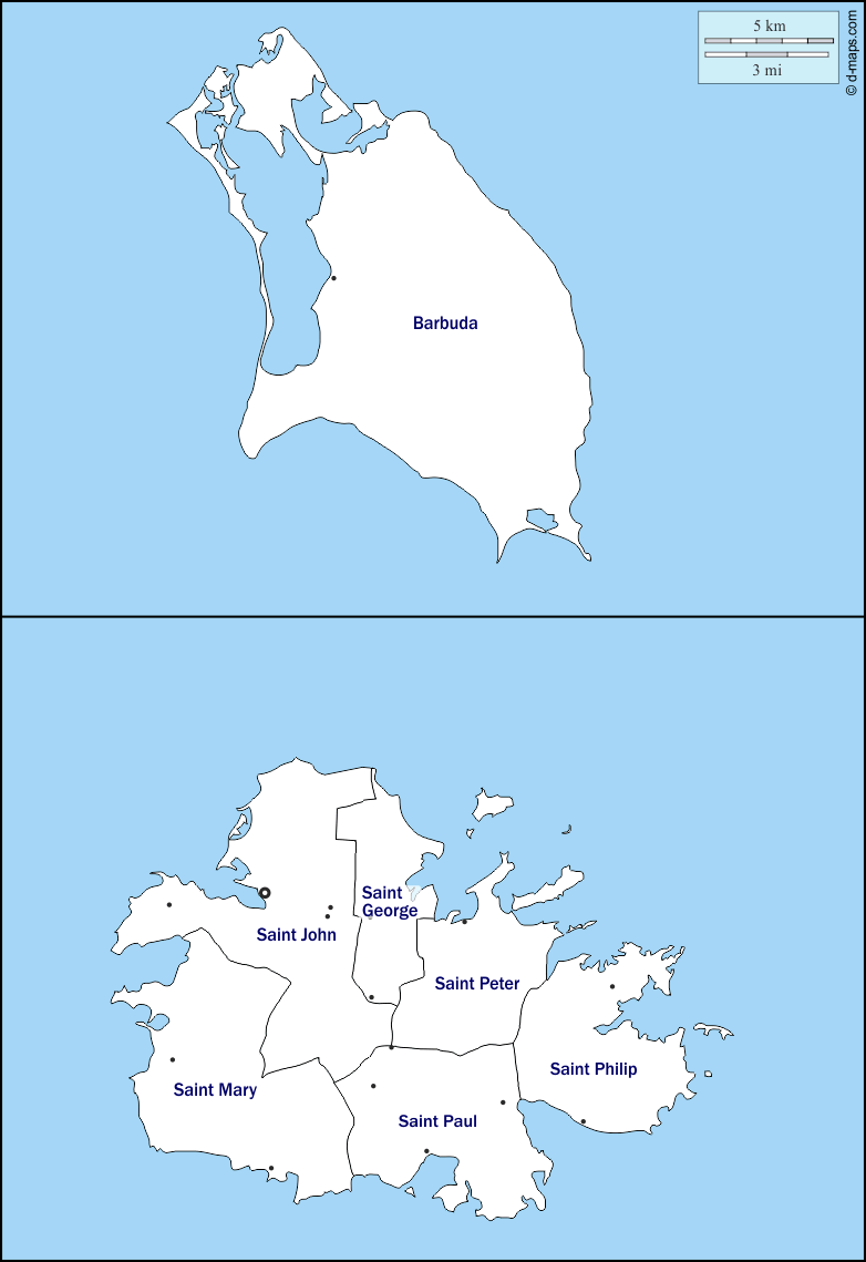 Maps and Locations of Antigua and Barbuda