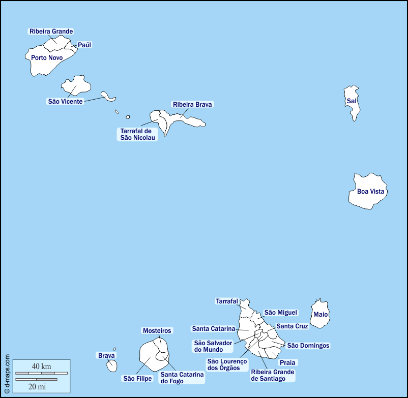 Maps and Locations of Cape Verde