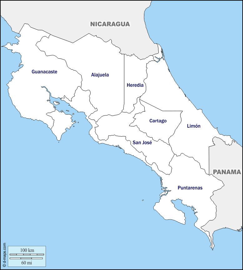 Maps and Locations of Costa Rica