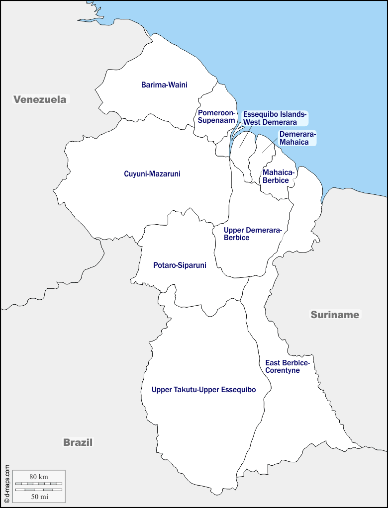 Maps and Locations of Guyana
