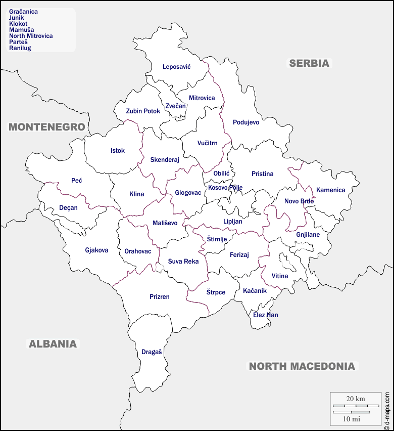 Maps and Locations of Kosovo