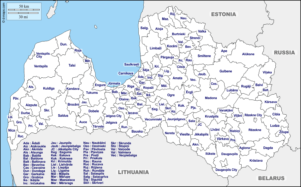 Maps and Locations of Latvia