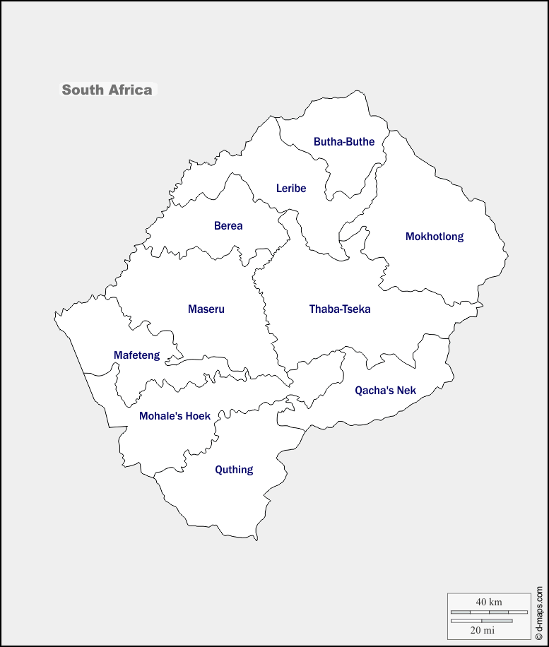 Maps and Locations of Lesotho