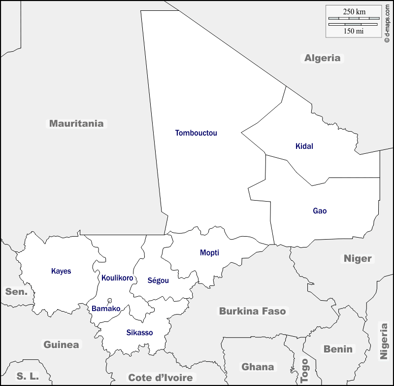 Maps and Locations of Mali