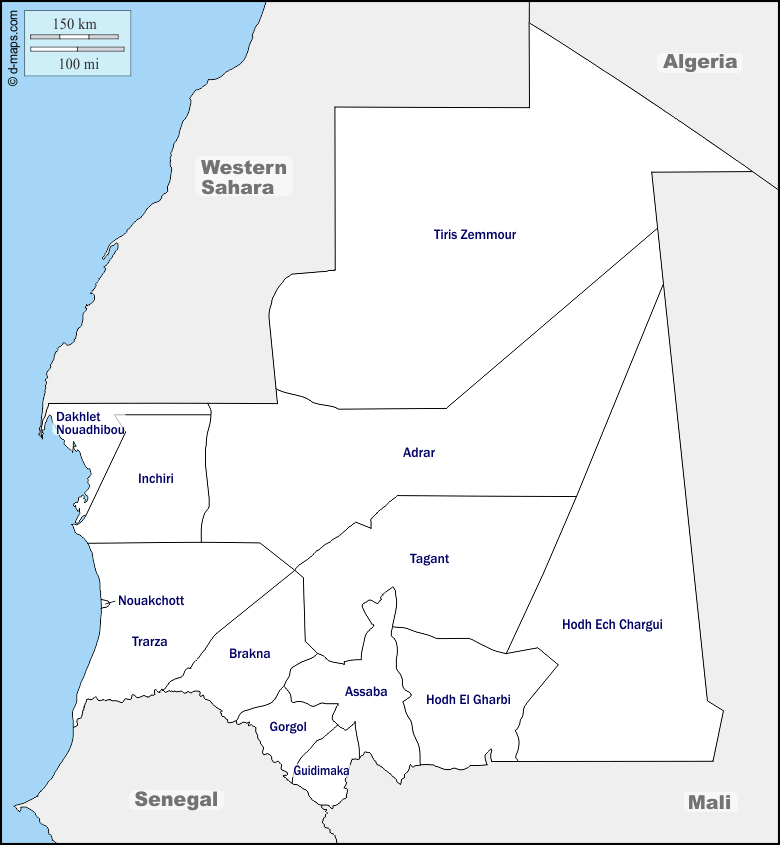 Maps and Locations of Mauritania