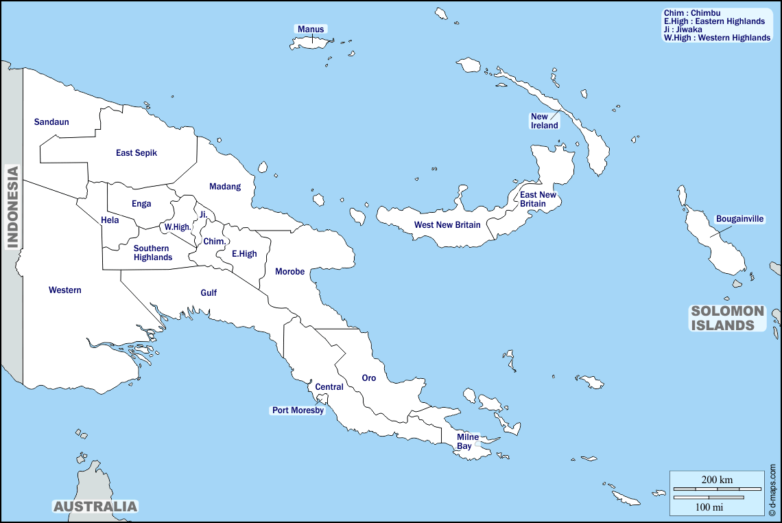 Maps and Locations of Papua New Guinea