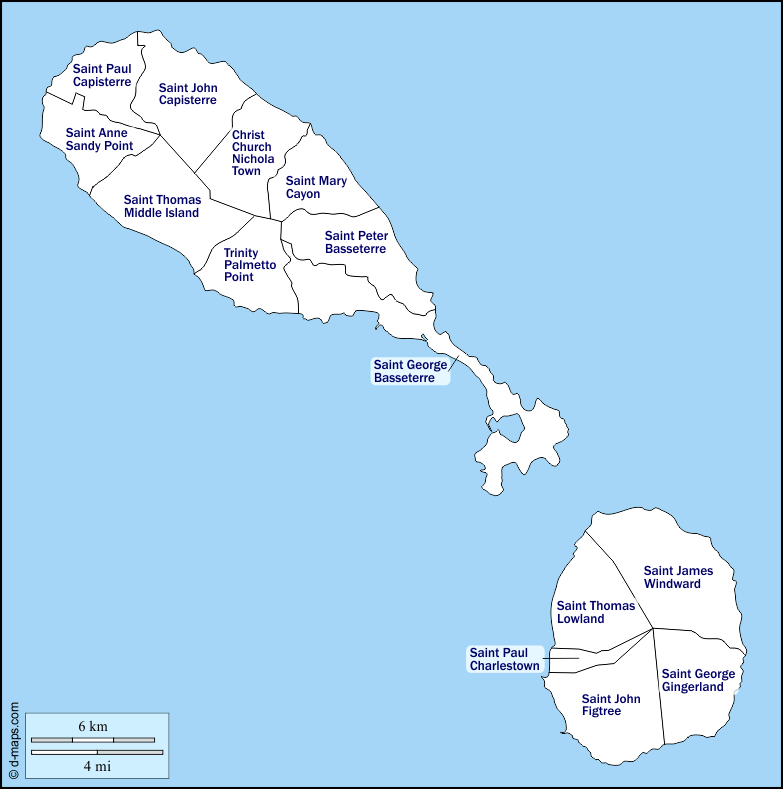 Maps and Locations of Saint Kitts And Nevis