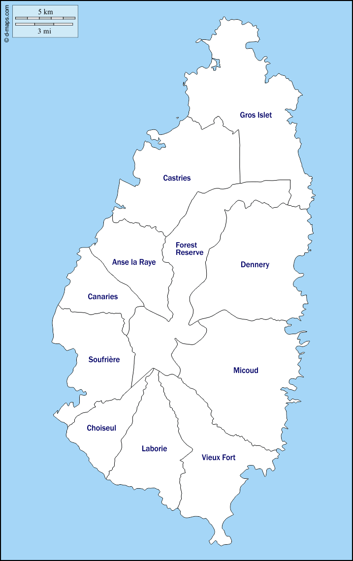 Maps and Locations of Saint-Lucia