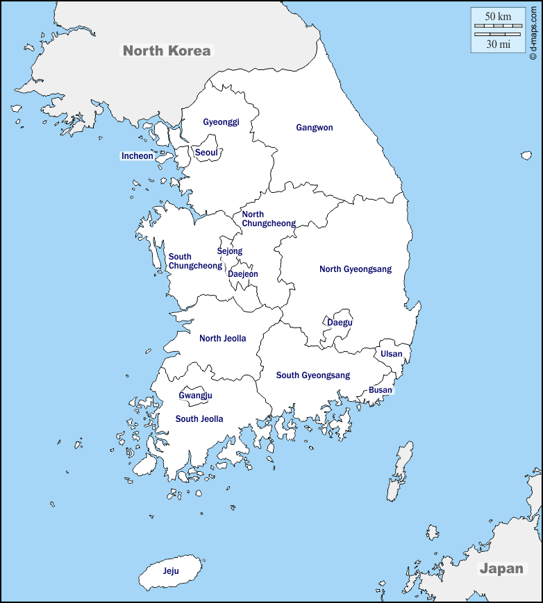 Printable Map Of South Korea