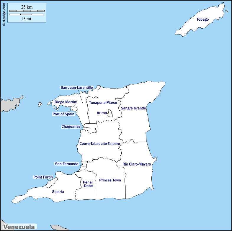 Maps and Locations of Trinidad And Tobago
