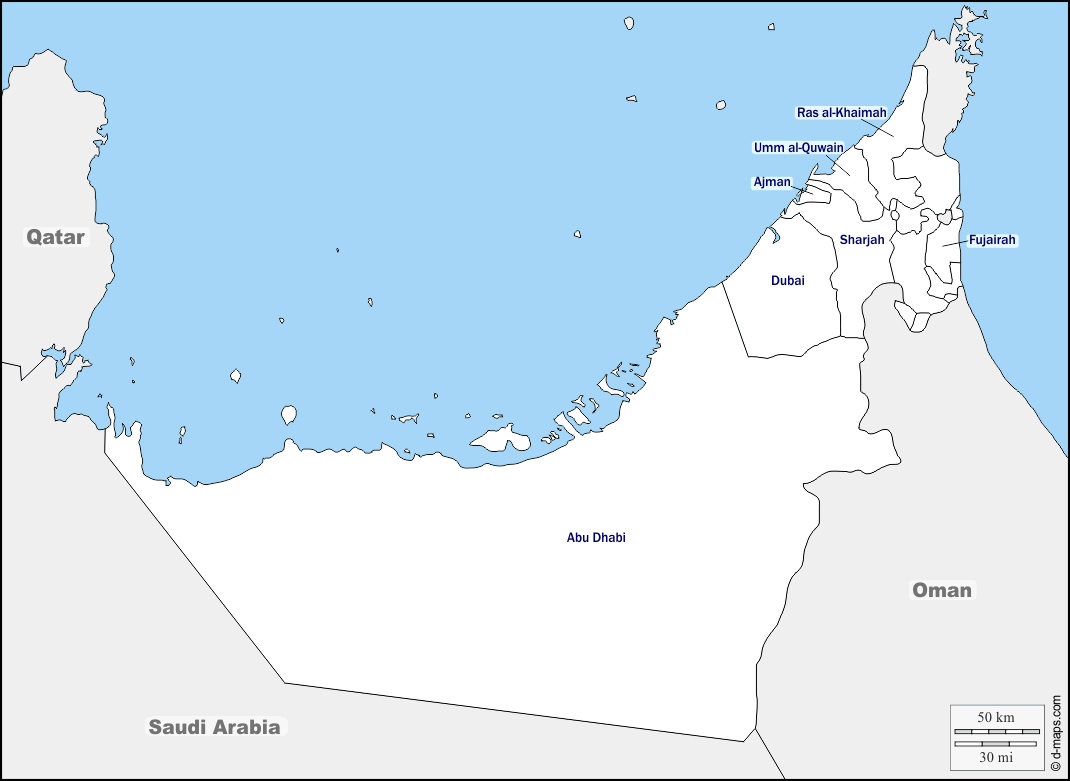Maps and Locations of United Arab Emirates