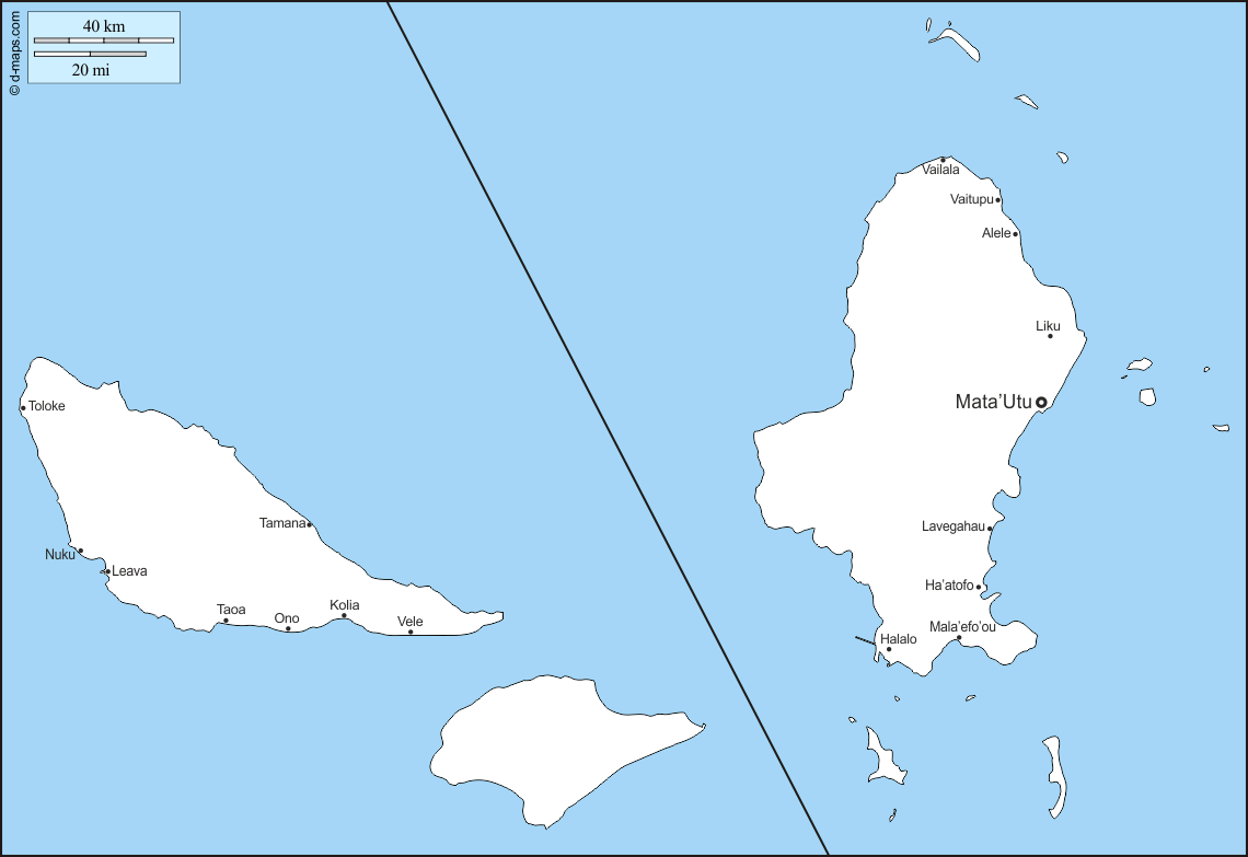 Wallis And Futuna Islands Outline Map 